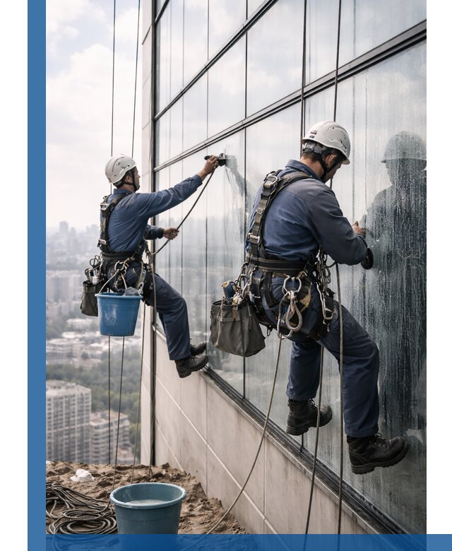 Профессиональная мойка фасадных окон альпинистами в Каменске-Уральском