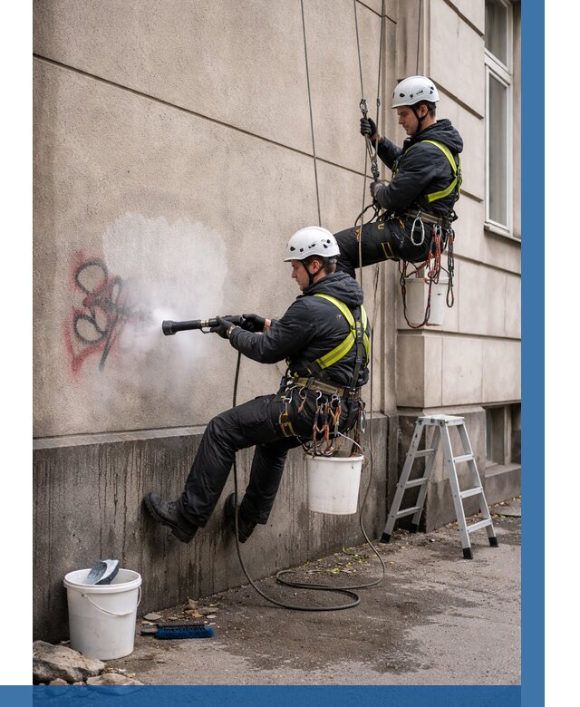 Удаление граффити с фасада в Каменске-Уральском от 4787 р. | ВЫСОТНИК-Кмн