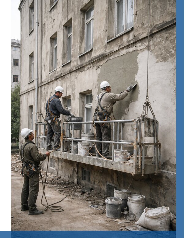 Капитальный ремонт фасада в Каменске-Уральском от 4468 р. | ВЫСОТНИК-Кмн