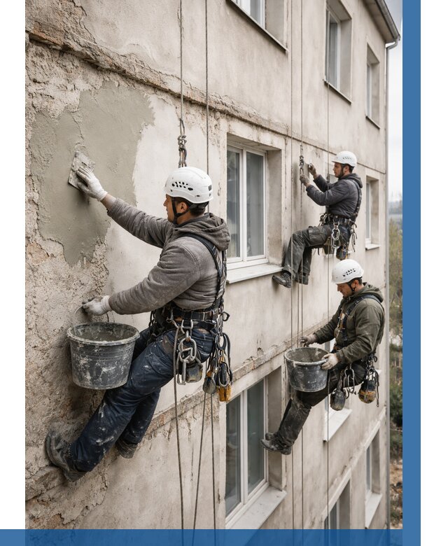 Ремонт штукатурного фасада в Каменске-Уральском от 798 р. под ключ | ВЫСОТНИК-Кмн