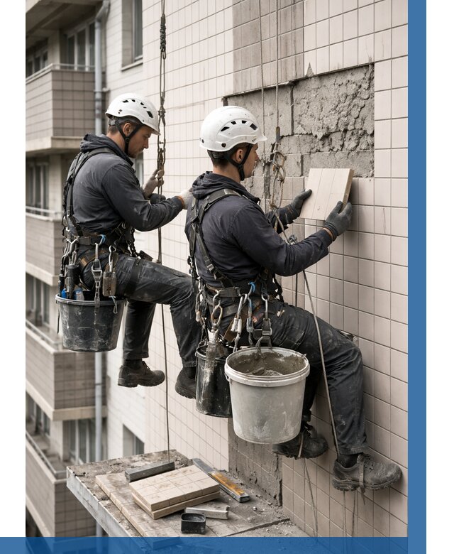 Ремонт облицовки фасада плиткой в Каменске-Уральском от 1915 р. | ВЫСОТНИК-Кмн