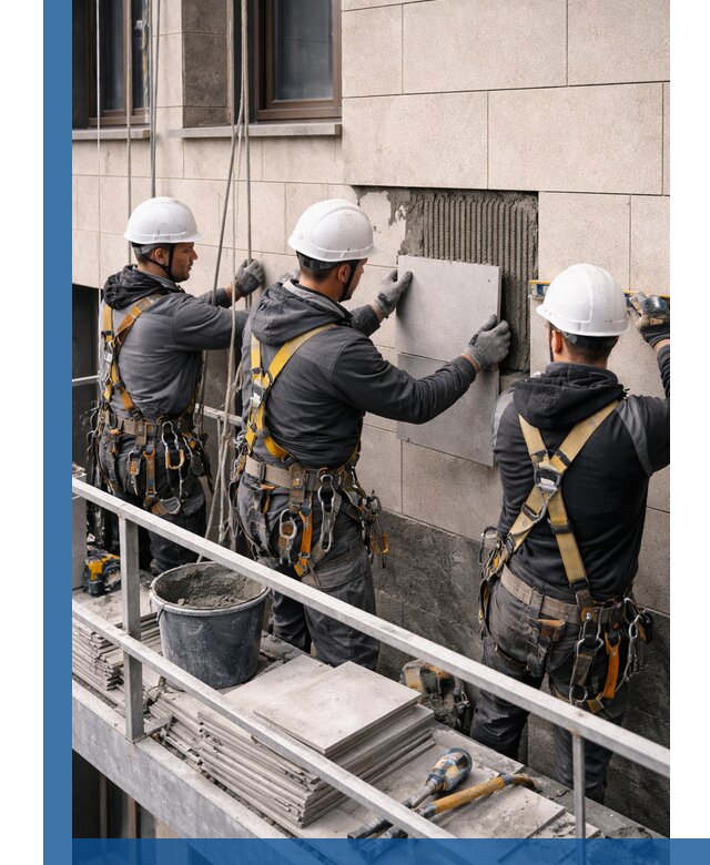 Ремонт облицовки фасада плиткой в Каменске-Уральском с гарантией