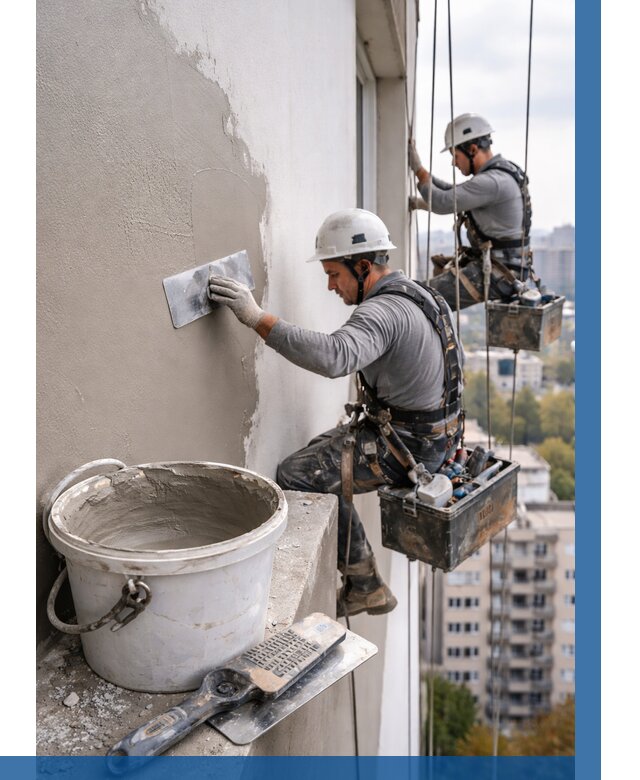 Шпаклевка фасада на высоте в Каменске-Уральском от 745 р. | ВЫСОТНИК-Кмн