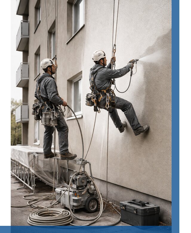 Безвоздушная покраска фасада в Каменске-Уральском от 234 р/м² | ВЫСОТНИК-Кмн