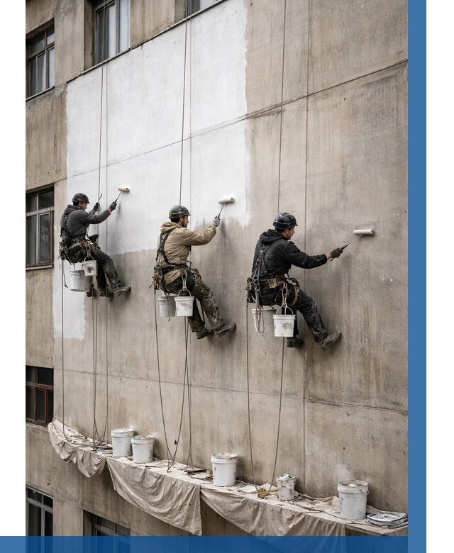 Покраска бетонного фасада в Каменске-Уральском от 372 р за м2 | ВЫСОТНИК-Кмн