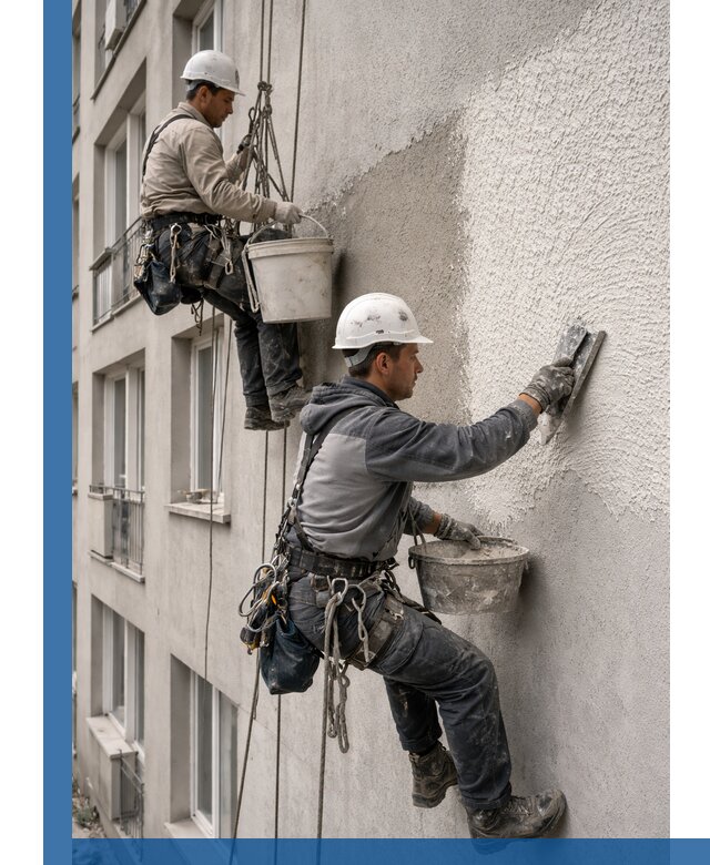 Нанесение декоративной штукатурки короед на фасад в Каменске-Уральском