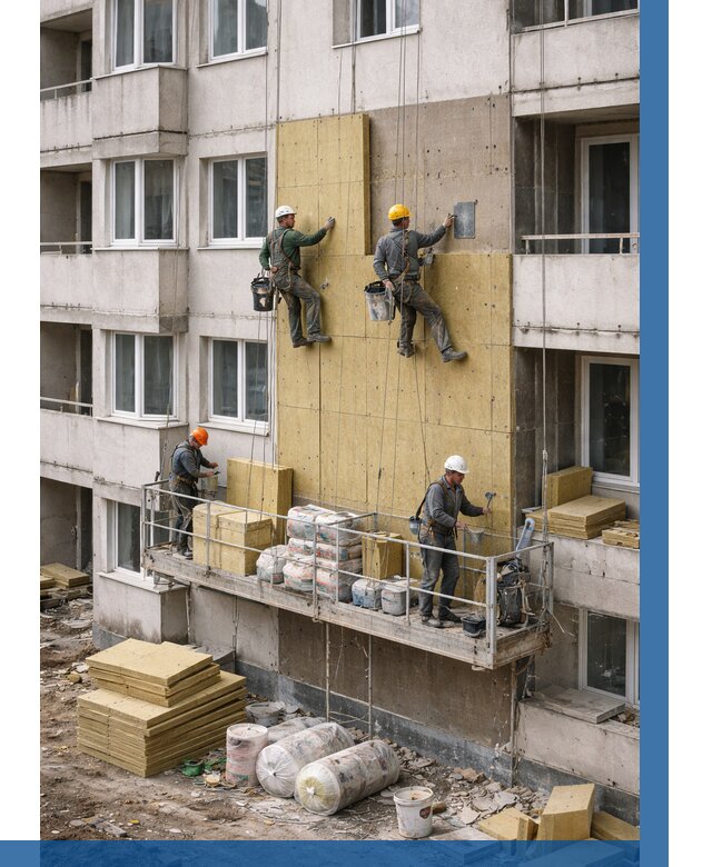 Утепление фасада минватой в Каменске-Уральском от 1596 р. | ВЫСОТНИК-Кмн