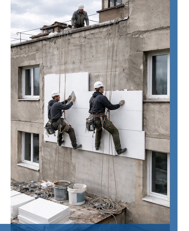 Утепление фасада пенополистиролом в Каменске-Уральском от 1915 р. | ВЫСОТНИК-Кмн