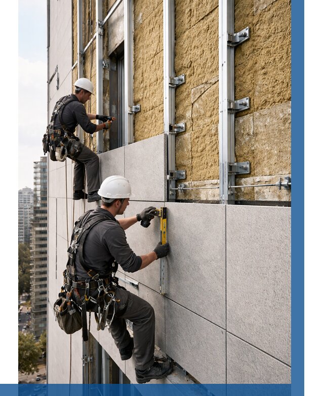 Монтаж вентилируемого фасада в Каменске-Уральском от 3723 р. | ВЫСОТНИК-Кмн