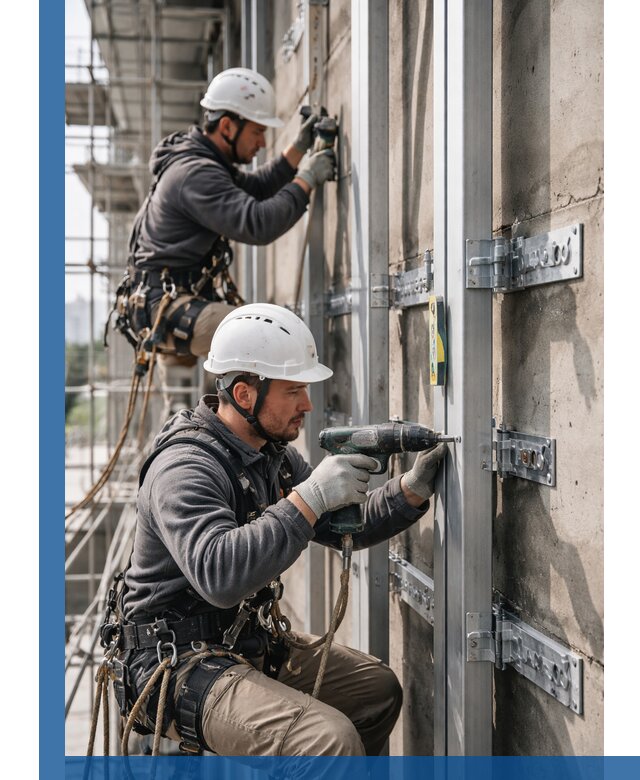 Монтаж и крепление подсистемы вентфасада в Каменске-Уральском