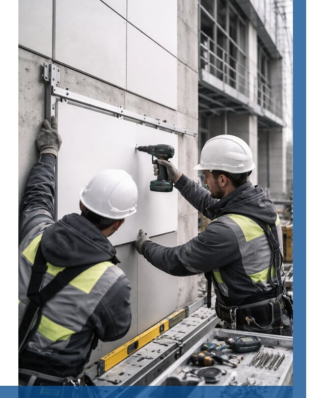 Монтаж композитных панелей фасада в Каменске-Уральском от 2660 р. | ВЫСОТНИК-Кмн