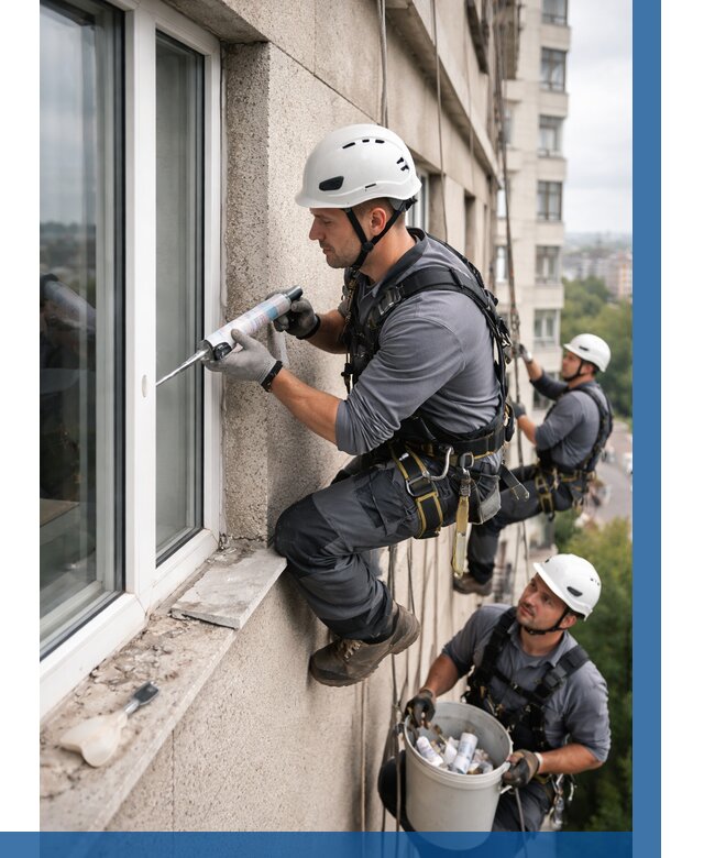 Герметизация оконных швов снаружи в Каменске-Уральском от 1596 р. | ВЫСОТНИК-Кмн