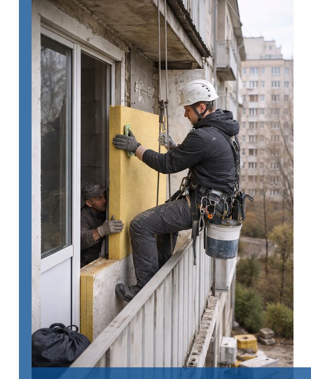 Профессиональное утепление балкона снаружи в Каменске-Уральском под ключ