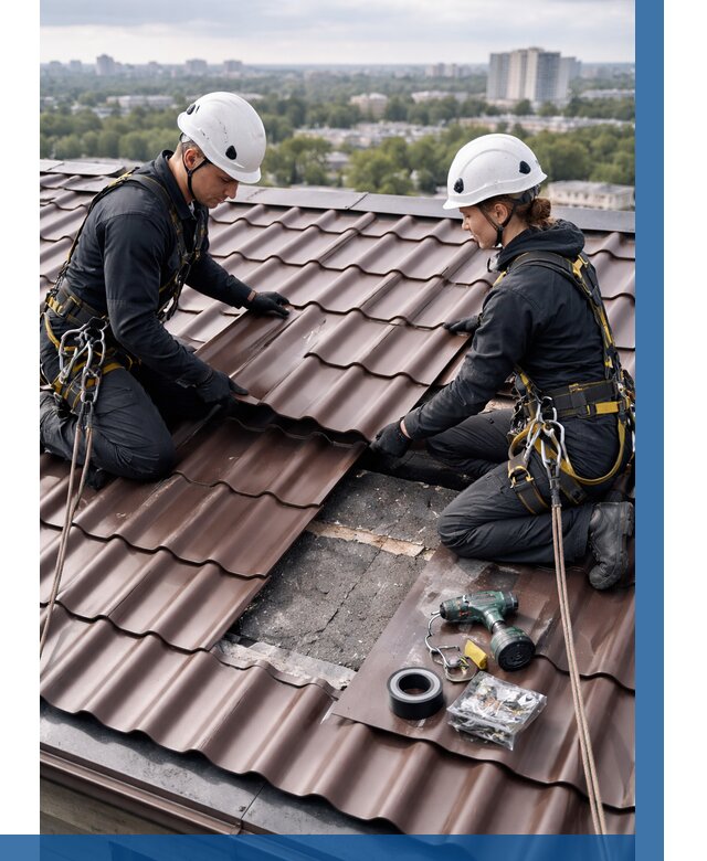 Ремонт металлочерепицы на крыше в Каменске-Уральском от 957 р. | ВЫСОТНИК-Кмн