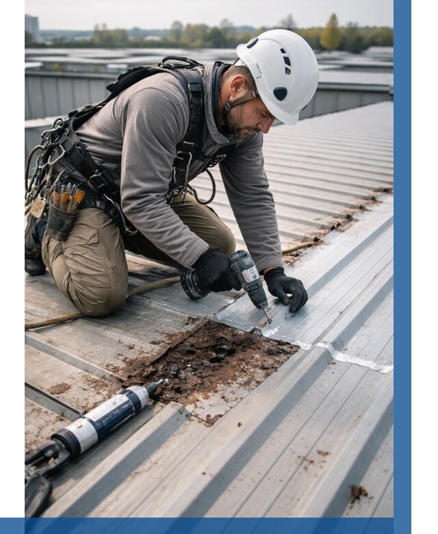 Ремонт профнастила на кровле в Каменске-Уральском от 745 р. | ВЫСОТНИК-Кмн