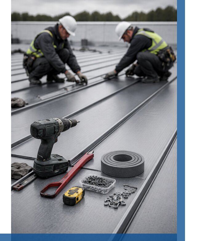 Монтаж фальцевой кровли в Каменске-Уральском от 1915 р. | ВЫСОТНИК-Кмн