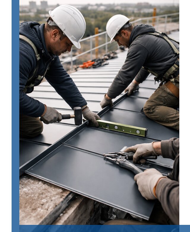 Монтаж фальцевой кровли в Каменске-Уральском для промышленных зданий