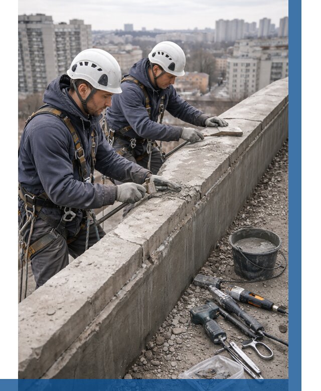 Ремонт парапета на кровле в Каменске-Уральском от 1596 р. | ВЫСОТНИК-Кмн