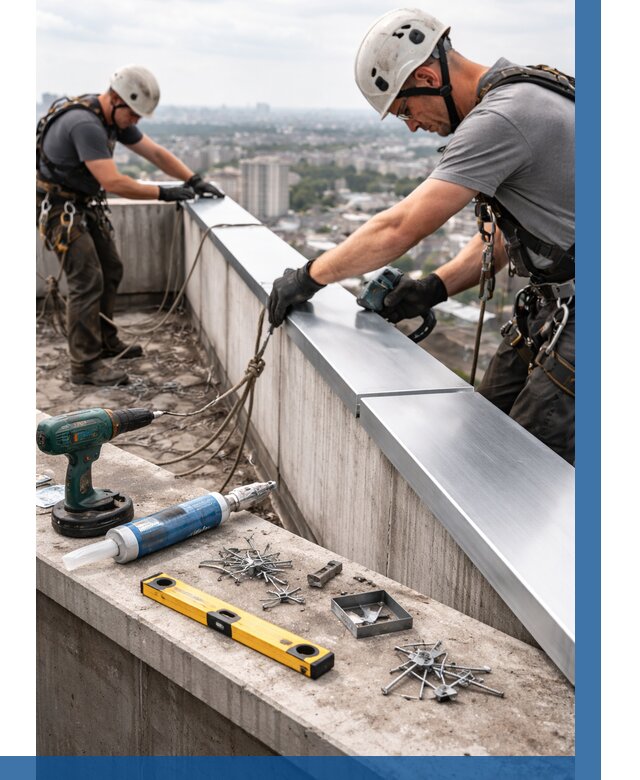 Монтаж парапетных крышек в Каменске-Уральском от 851 р. | ВЫСОТНИК-Кмн