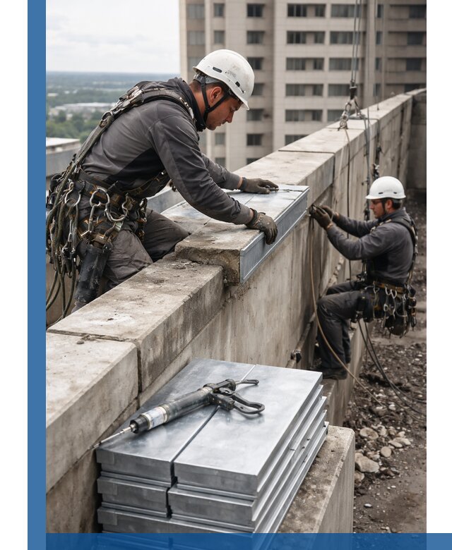 Замена парапетных крышек и установка новых в Каменске-Уральском