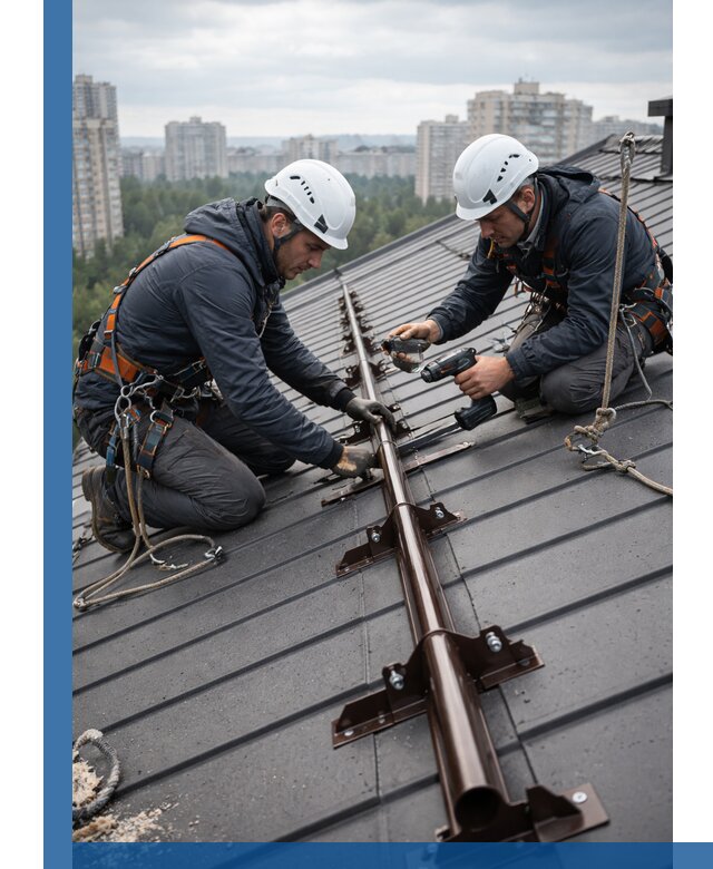 Монтаж снегозадержателей на кровле зданий в Каменске-Уральском под ключ
