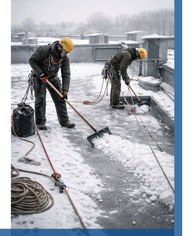 Очистка крыши от снега в Каменске-Уральском от 7979 р. | ВЫСОТНИК-Кмн