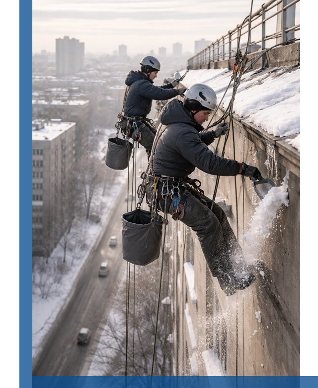 Очистка карнизов от снега в Каменске-Уральском профессионально и безопасно