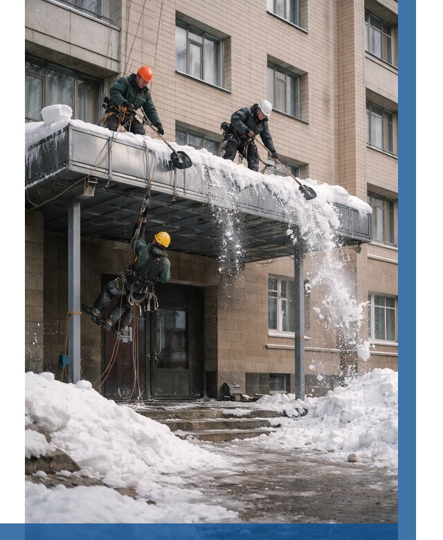 Очистка козырьков от снега в Каменске-Уральском от 3723 р. | ВЫСОТНИК-Кмн