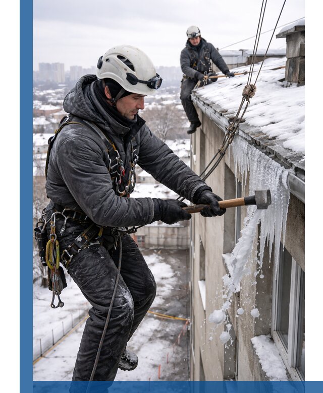 Сбивание и удаление сосулек с крыши в Каменске-Уральском безопасно