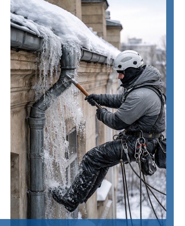 Очистка водостоков от льда в Каменске-Уральском от 3723 р. | ВЫСОТНИК-Кмн
