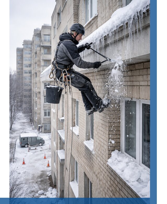 Удаление наледи с карнизов в Каменске-Уральском от 372 р. | ВЫСОТНИК-Кмн