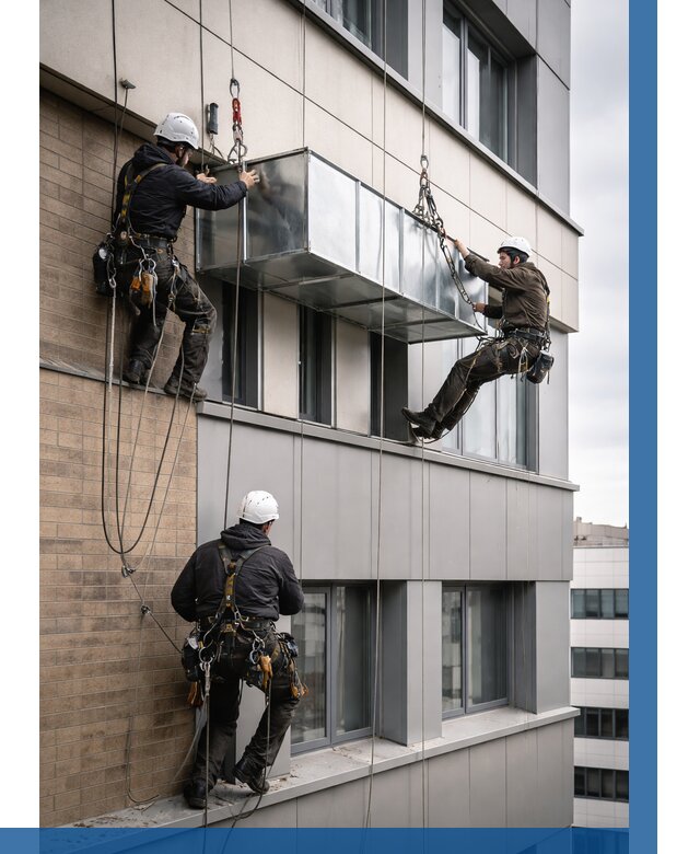 Монтаж воздуховодов на фасаде в Каменске-Уральском от 1596 р. | ВЫСОТНИК-Кмн