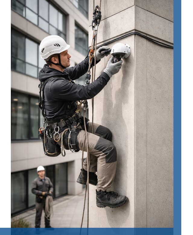 Монтаж камер видеонаблюдения на фасаде в Каменске-Уральском от 9042 р.-ВЫСОТНИК-Кмн