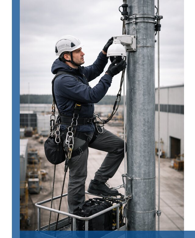 Профессиональная установка видеокамер на мачте в Каменске-Уральском