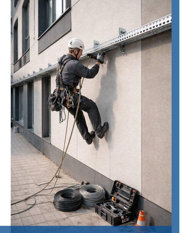 Монтаж кабельных лотков на фасаде в Каменске-Уральском от 1277 р. | ВЫСОТНИК-Кмн