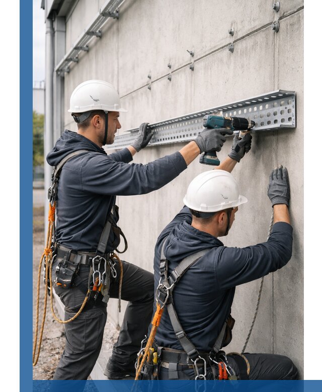 Монтаж кабельных лотков на фасаде зданий в Каменске-Уральском с гарантией