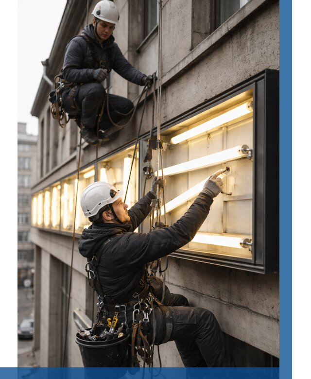 Замена ламп в вывеске в Каменске-Уральском под ключ от 3723 р. | ВЫСОТНИК-Кмн