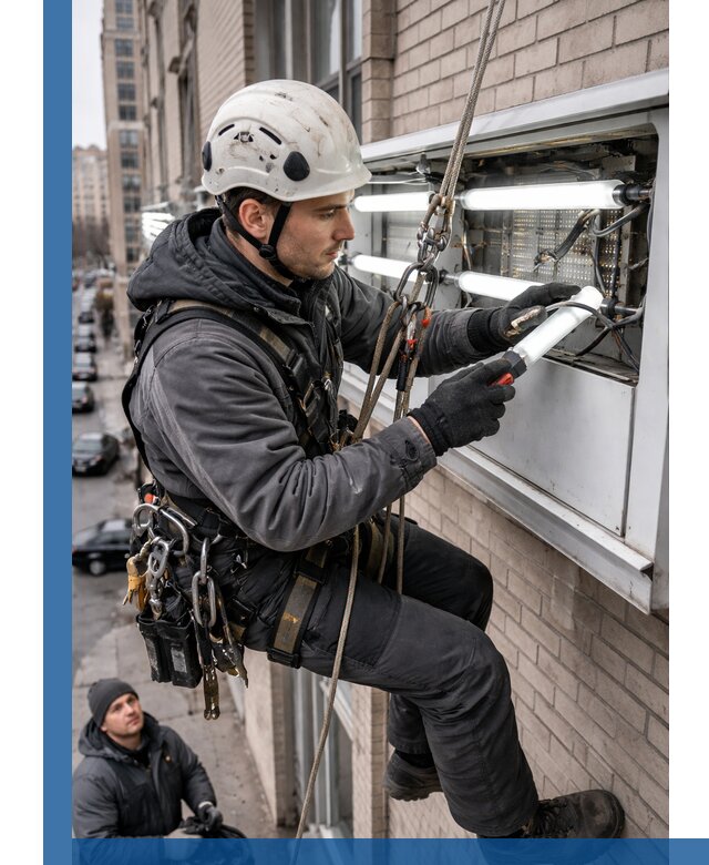 Профессиональная замена ламп в наружной вывеске в Каменске-Уральском