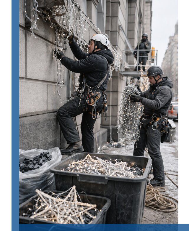 Демонтаж новогоднего оформления и гирлянд в Каменске-Уральском