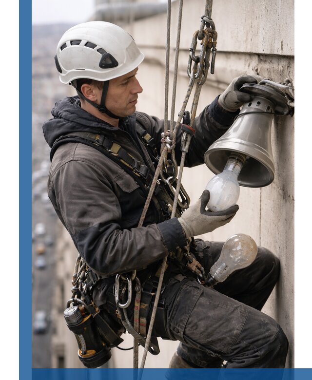 Замена ламп на высоте в Каменске-Уральском профессионально и быстро