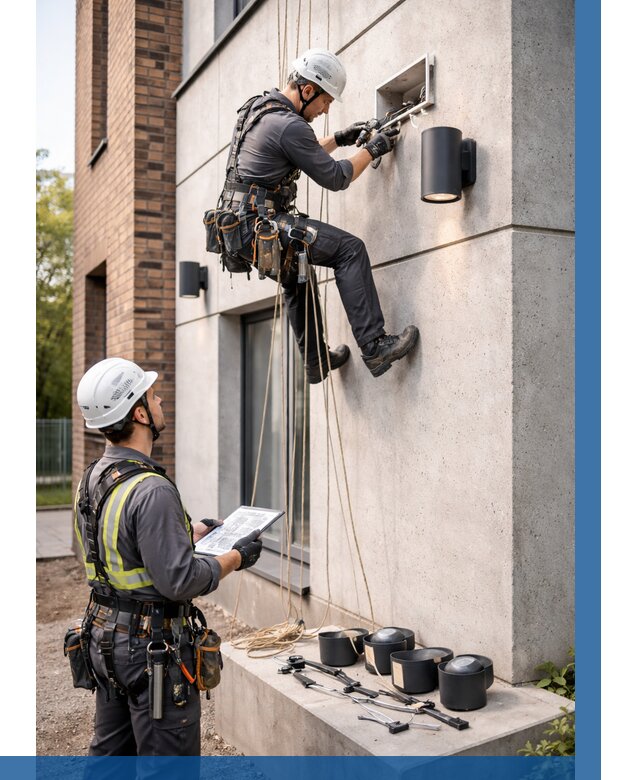 Монтаж фасадного освещения в Каменске-Уральском от 2660 р. | ВЫСОТНИК-Кмн