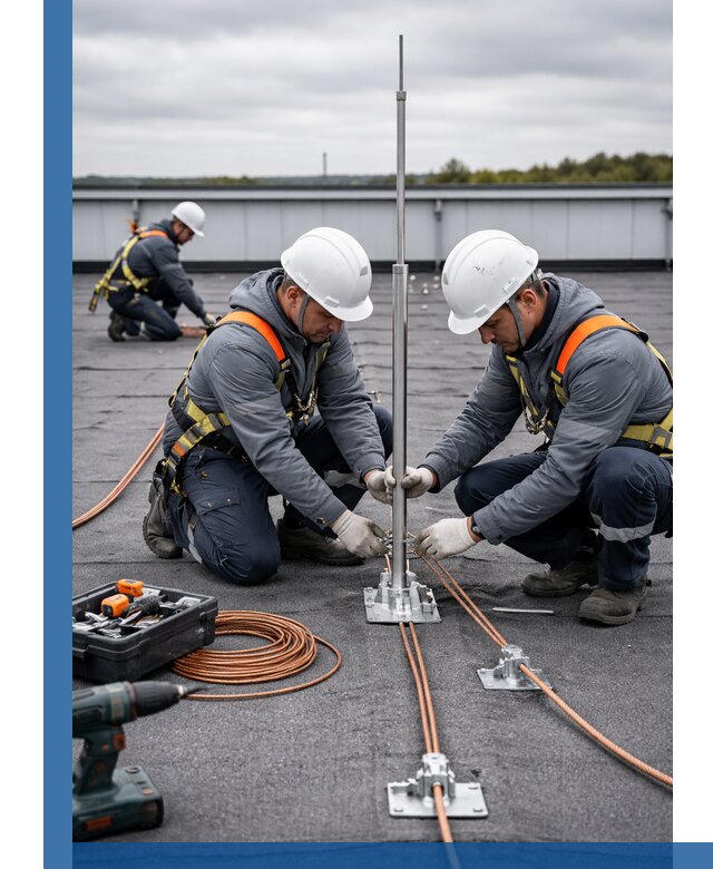 Монтаж молниезащиты на кровле в Каменске-Уральском под ключ с гарантией