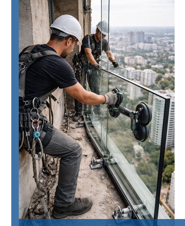 Монтаж стеклянных ограждений под ключ с гарантией в Каменске-Уральском