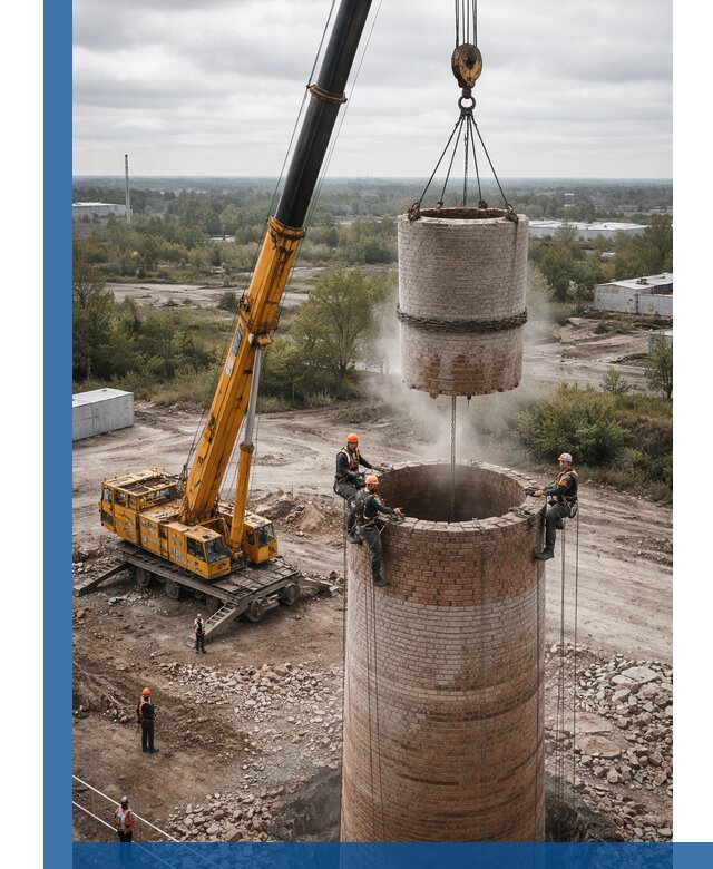 Демонтаж дымовой трубы в Каменске-Уральском с гарантиями безопасности