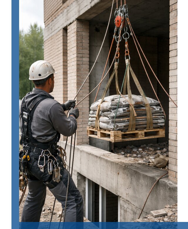Подъем материалов на этаж веревками в Каменске-Уральском оперативно