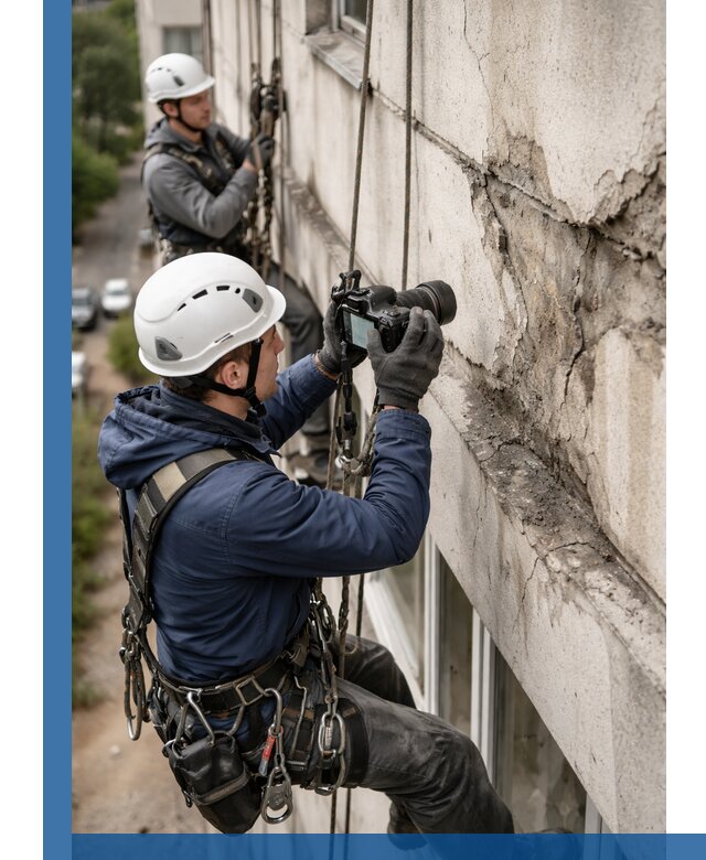 Фотофиксация дефектов фасада с высотной съемкой в Каменске-Уральском