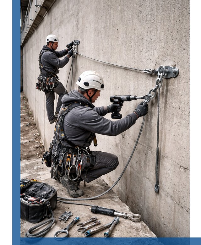 Монтаж анкерных линий высотной безопасности в Каменске-Уральском