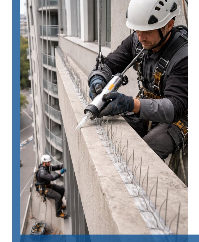 Установка шипов от птиц на фасадах и кровлях в Каменске-Уральском